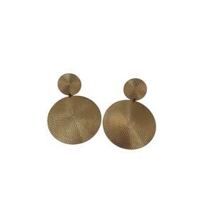 Gold Textured Disc Statement Earrings  Chunky Y2K Vintage Style